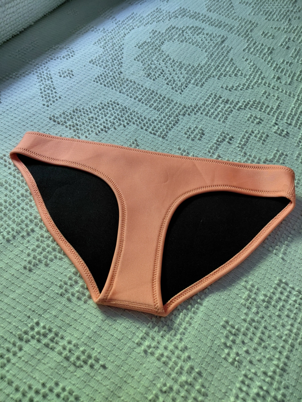 Triangl coral peach neoprene bikini brief bathing suit bottom Women S